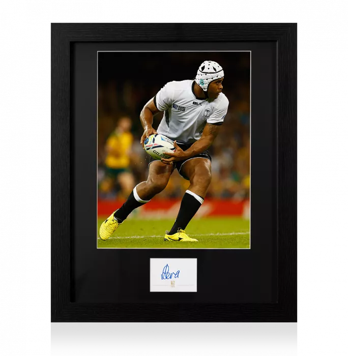 Akapusi Qera Signed Rugby World Cup 2015 Card and Fiji Photo Frame