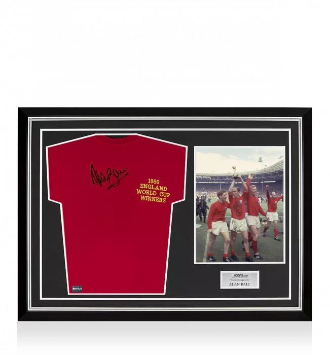 Alan Ball Front Signed England 1966 Shirt: FIFA World Cup Winners Edition Home Shirt In Hero Frame: Option 1