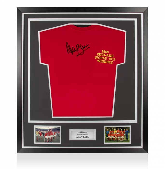 Alan Ball Front Signed England 1966 Shirt In Classic Frame: FIFA World Cup Winners Edition