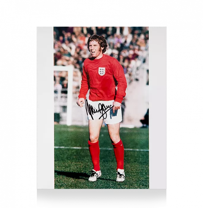 Alan Ball Signed Mini England Photo: Three Lions Legend
