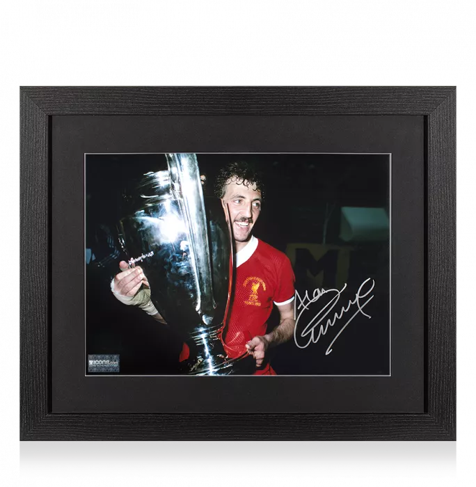 Alan Kennedy Signed Liverpool Photo In Black Wooden Frame: 1981 European Cup Winner