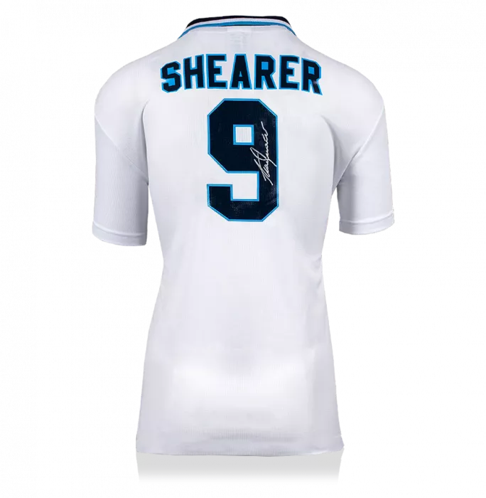 Alan Shearer Back Signed England 1996 Home Shirt