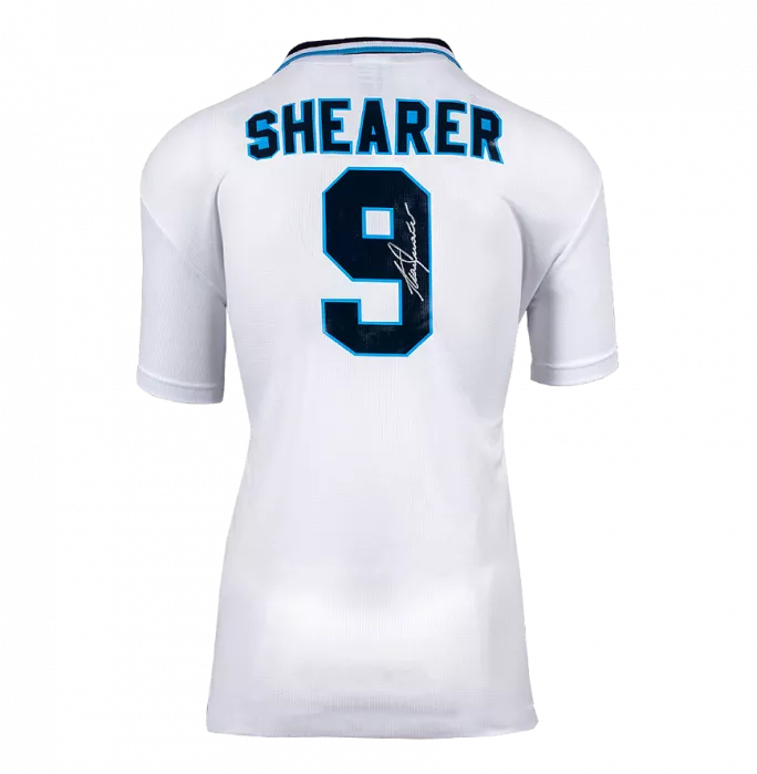 Alan Shearer Back Signed England 1996 Home Shirt In Classic Frame