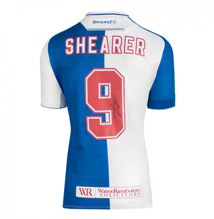 Alan Shearer Back Signed Modern Blackburn Rovers Home Shirt In Hero Frame: Option 1