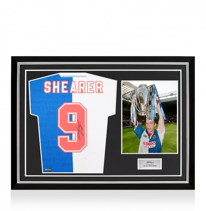Alan Shearer Back Signed Modern Blackburn Rovers Home Shirt In Hero Frame: Option 1