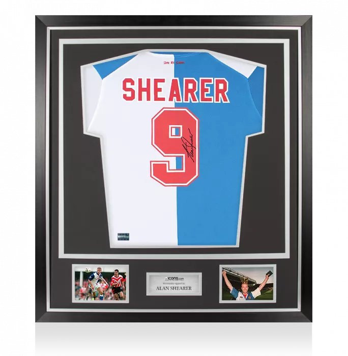 Alan Shearer Back Signed Modern Blackburn Rovers Home Shirt In Classic Frame