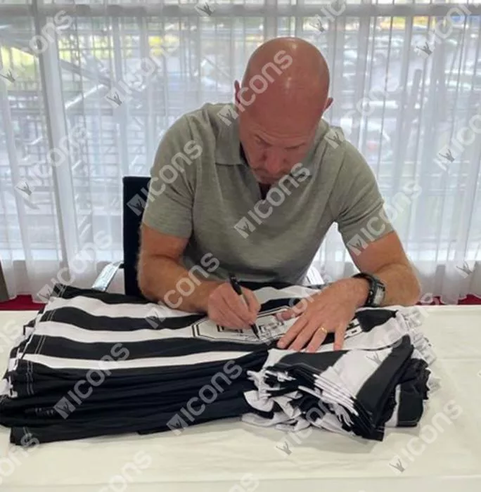 Alan Shearer Back Signed Newcastle United Retro Home Shirt In Hero Frame: Option 1