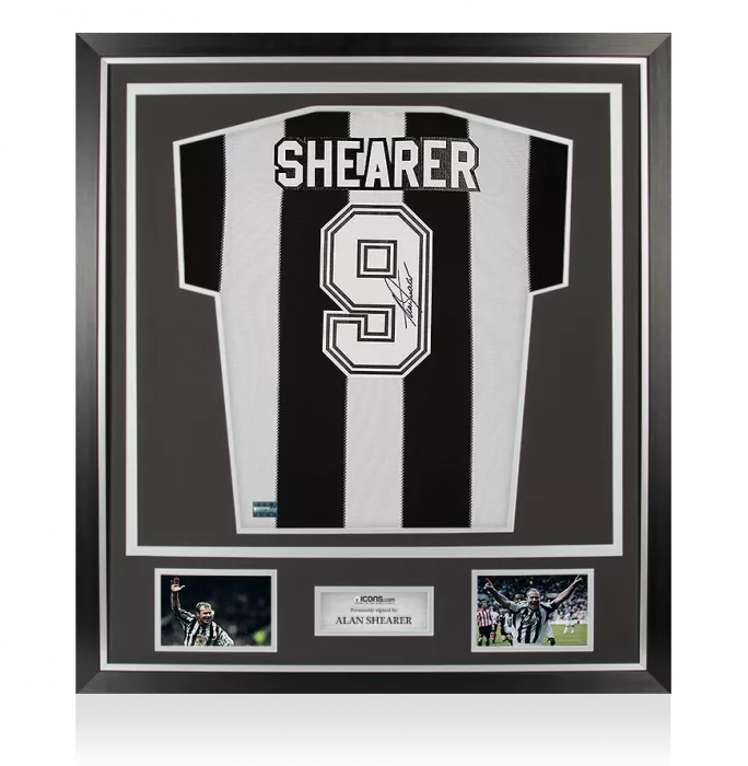 Alan Shearer Back Signed Newcastle United Retro Home Shirt In Classic Frame