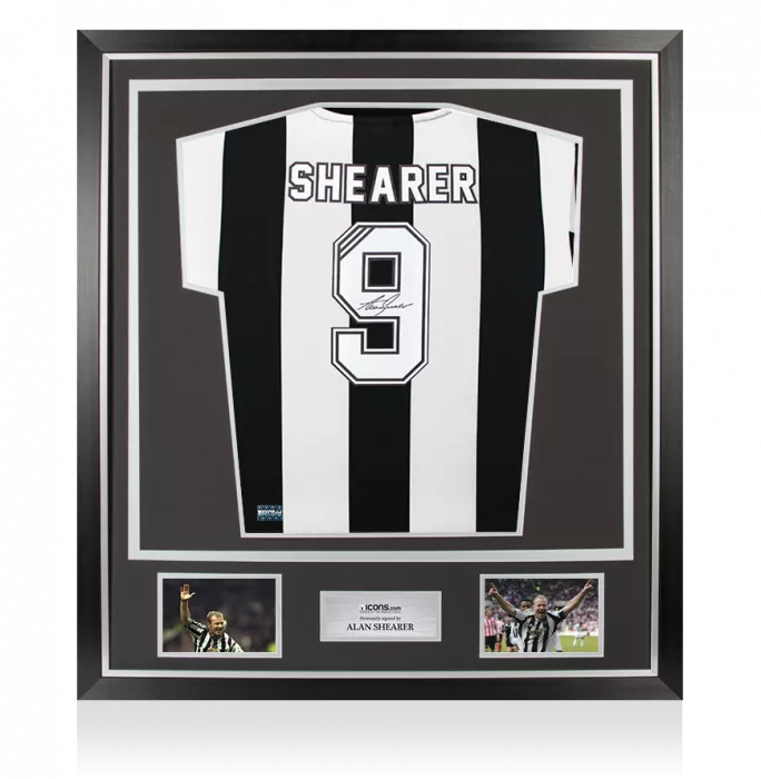 Alan Shearer Back Signed Newcastle United Retro Shirt In Classic Frame