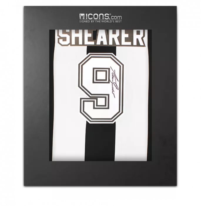 Alan Shearer Back Signed Retro Newcastle United Home Shirt In Deluxe Packaging