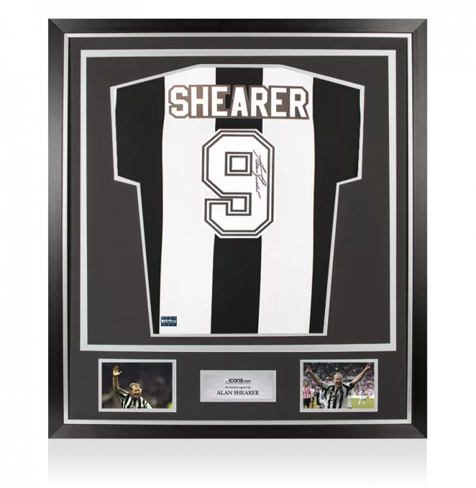 Alan Shearer Back Signed Retro Newcastle United Home Shirt In Classic Frame