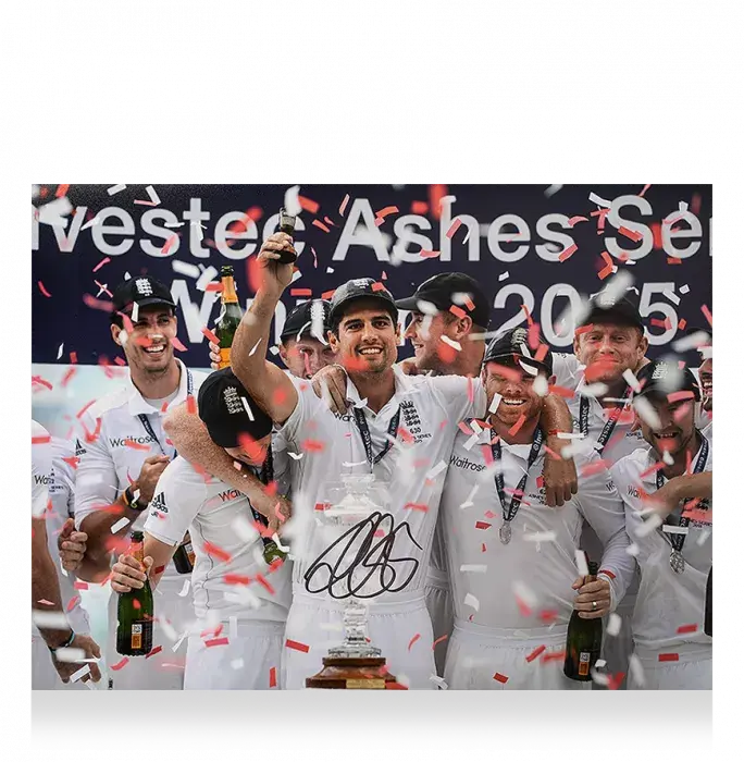 Alastair Cook Signed England Cricket Photo: 2015 Ashes Winner