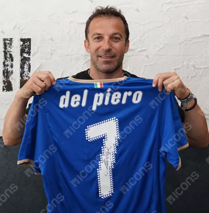 Alessandro Del Piero Back Signed Italy 2008 Home Shirt In Hero Frame: Option 1