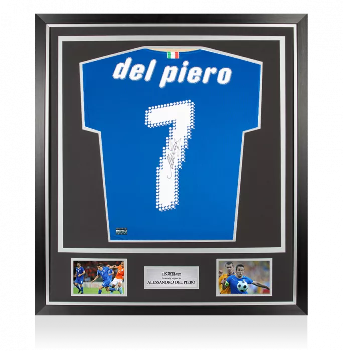 Alessandro Del Piero Back Signed Italy 2008 Home Shirt In Classic Frame