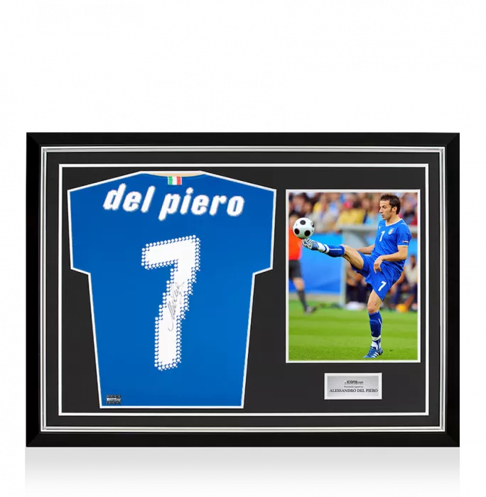 Alessandro Del Piero Back Signed Italy 2008 Home Shirt In Hero Frame: Option 1
