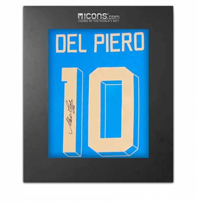 Alessandro Del Piero Back Signed Italy 2022-23 Home Shirt with Fan Style Numbers In Deluxe Packaging