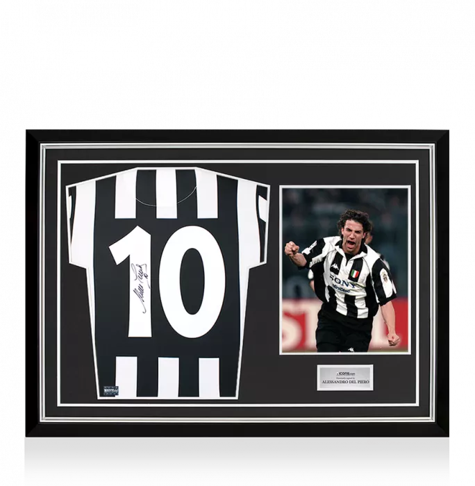 Alessandro Del Piero Back Signed Juventus 1994-95 Home Shirt With Fan Style Numbers In Hero Frame: Option 1