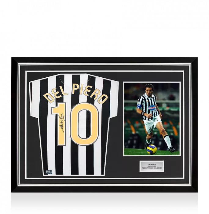 Alessandro Del Piero Back Signed Juventus 2006-07 Home Shirt with Fan Style Numbers In Hero Frame: Option 1
