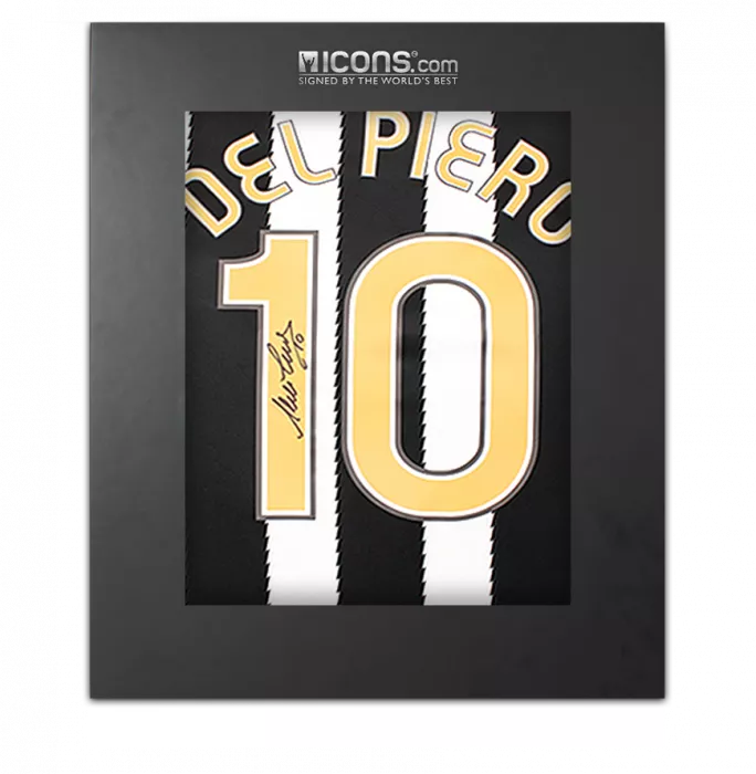 Alessandro Del Piero Back Signed Juventus 2010-11 Home Shirt with Fan Style Numbers In Deluxe Packaging