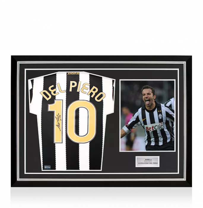 Alessandro Del Piero Back Signed Juventus 2010-11 Home Shirt with Fan Style Numbers In Hero Frame: Option 1