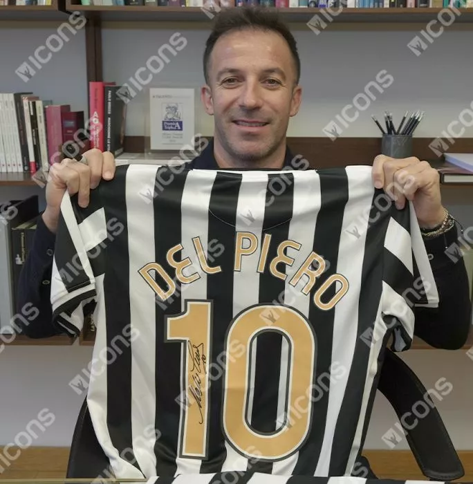 Alessandro Del Piero Back Signed Juventus Retro Home Shirt With Fan Style Numbers In Hero Frame: Option 1