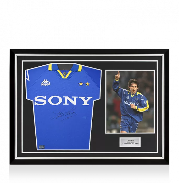 Alessandro Del Piero Front Signed Juventus 1995-97 Away Shirt In Hero Frame: Option 1