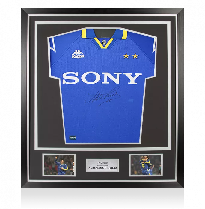 Alessandro Del Piero Front Signed Juventus 1995-97 Away Shirt In Classic Frame