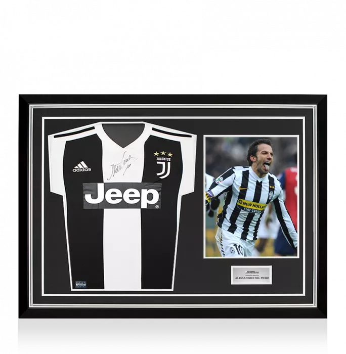 Alessandro Del Piero Front Signed Juventus 2018-19 Home Shirt In Hero Frame: Option 1