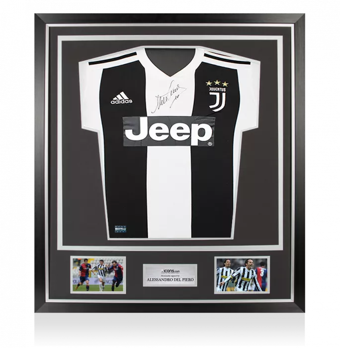 Alessandro Del Piero Front Signed Juventus 2018-19 Home Shirt In Classic Frame