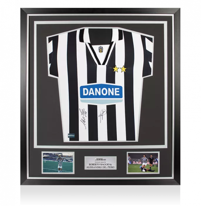 Alessandro Del Piero & Roberto Baggio Signed Juventus 1994-95 Home Shirt In Classic Frame