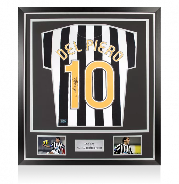 Alessandro Del Piero Signed Juventus 2006-07 Home Shirt with Fan Style Numbers In Classic Frame