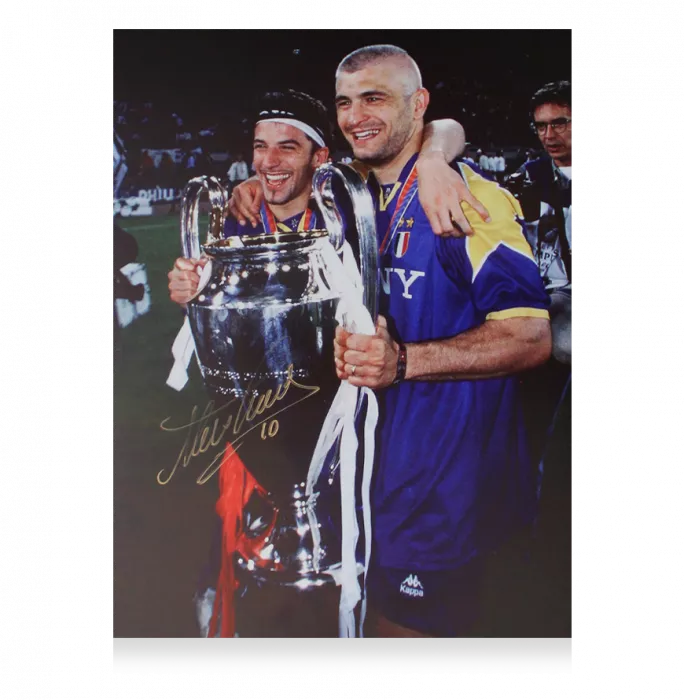 Alessandro Del Piero Signed Juventus Photo In Black Wooden Frame: 1996 UCL Winner