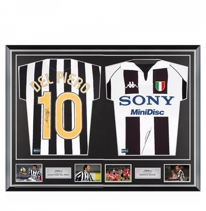 Alessandro Del Piero & Zinedine Zidane Signed Juventus Shirts In Classic Dual Frame