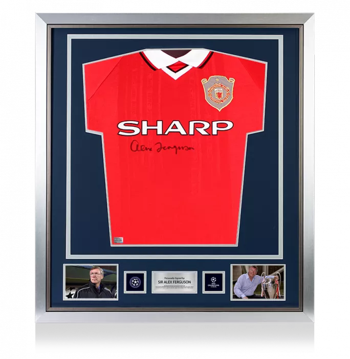 Alex Ferguson Official UEFA Champions League Front Signed and Framed Manchester United 1999 UEFA Champions League Shirt