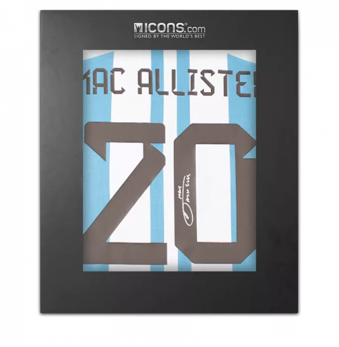 Alexis Mac Allister Back Signed Argentina 2022-23 Home Shirt In Deluxe Packaging