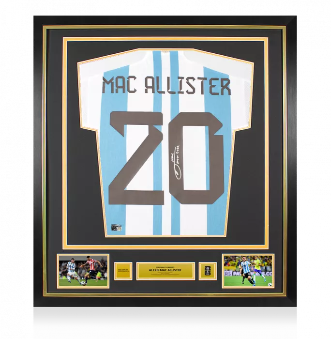 Alexis Mac Allister Official 2026 FIFA World Cup™ Back Signed and Framed Argentina 2022-23 Home Shirt
