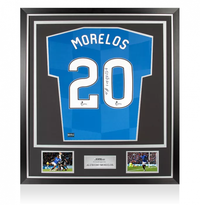 Alfredo Morelos Back Signed Rangers 2017-18 Home Shirt In Classic Frame
