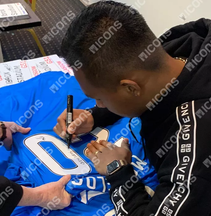 Alfredo Morelos Back Signed Rangers 2017-18 Home Shirt Home Shirt In Hero Frame: Option 1