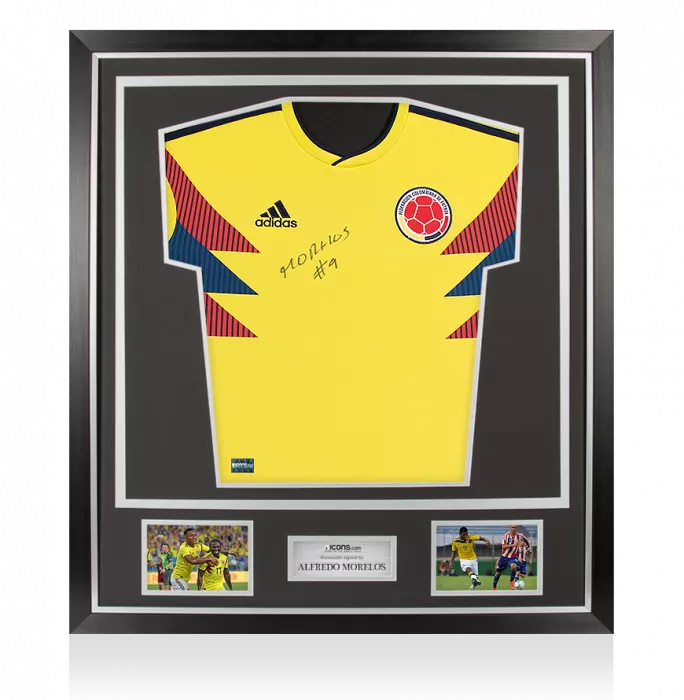 Alfredo Morelos Front Signed Colombia 2018-19 Home Shirt In Classic Frame