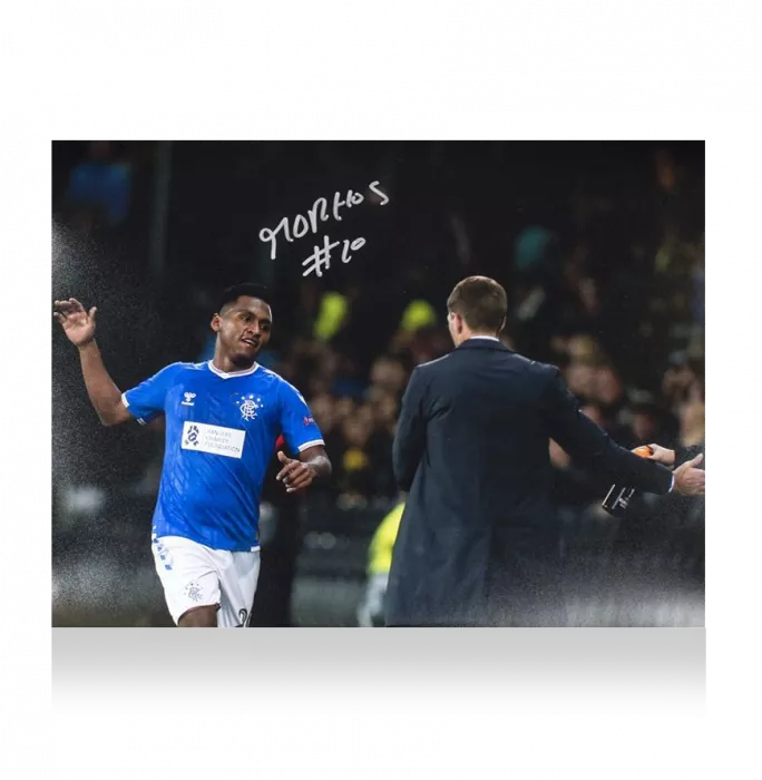 Alfredo Morelos Signed Rangers Photo In Black Wooden Frame