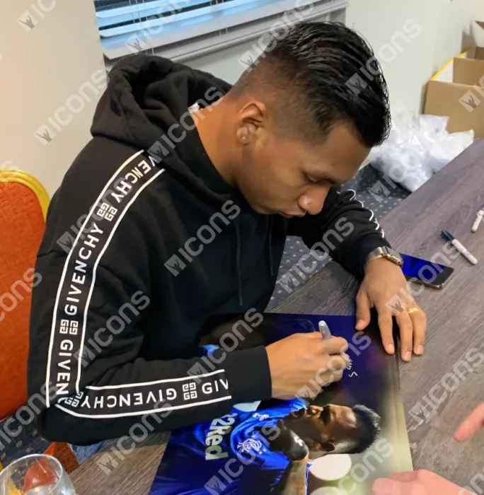 Alfredo Morelos Signed Rangers Photo In Black Wooden Frame: El Bufalo