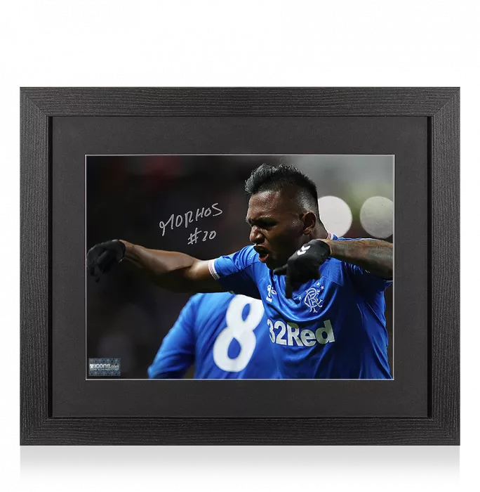 Alfredo Morelos Signed Rangers Photo In Black Wooden Frame: El Bufalo