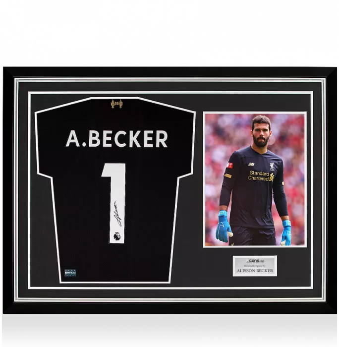 Alisson Becker Back Signed Liverpool 2019-20 Goalkeeper Shirt In Hero Frame: Option 1