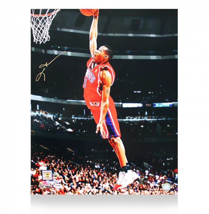 Allen Iverson Signed Philadelphia 76ers Photo: Slam Dunk
