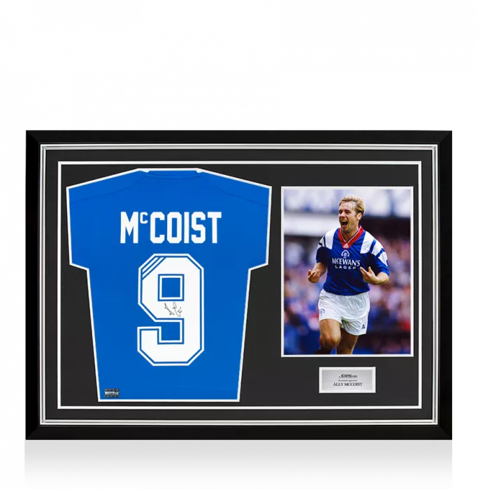Ally McCoist Back Signed Rangers 2018-19 Home Shirt In Hero Frame: Option 1
