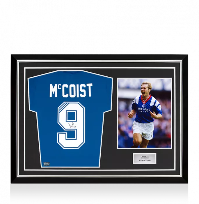 Ally McCoist Back Signed Rangers Home Shirt In Hero Frame: Option 1