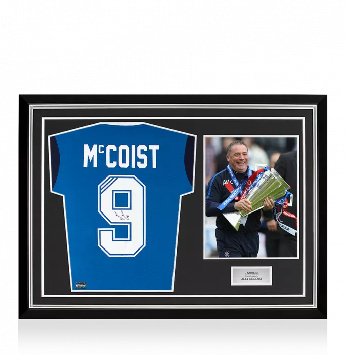 Ally McCoist Back Signed Rangers Home Shirt In Hero Frame: Option 1