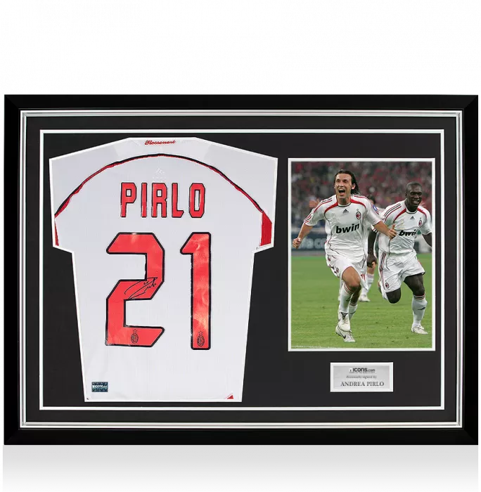 Andrea Pirlo Back Signed AC Milan 2006-07 Away Shirt In Hero Frame: Option 1