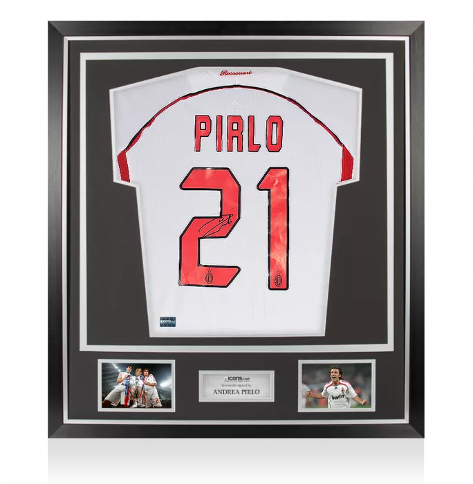 Andrea Pirlo Back Signed AC Milan 2006-07 Away Shirt In Classic Frame: UEFA Champions League Final Edition