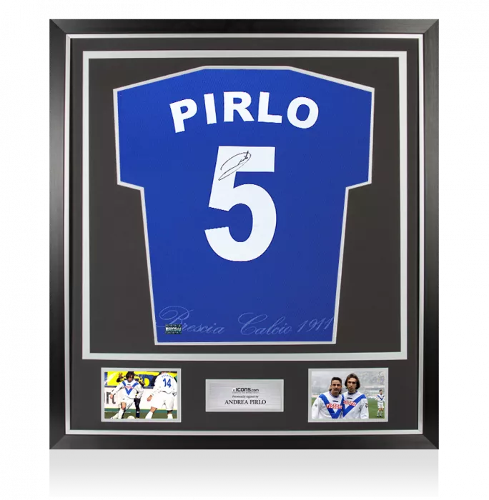 Andrea Pirlo Back Signed Brescia 2000-01 Home Shirt In Classic Frame